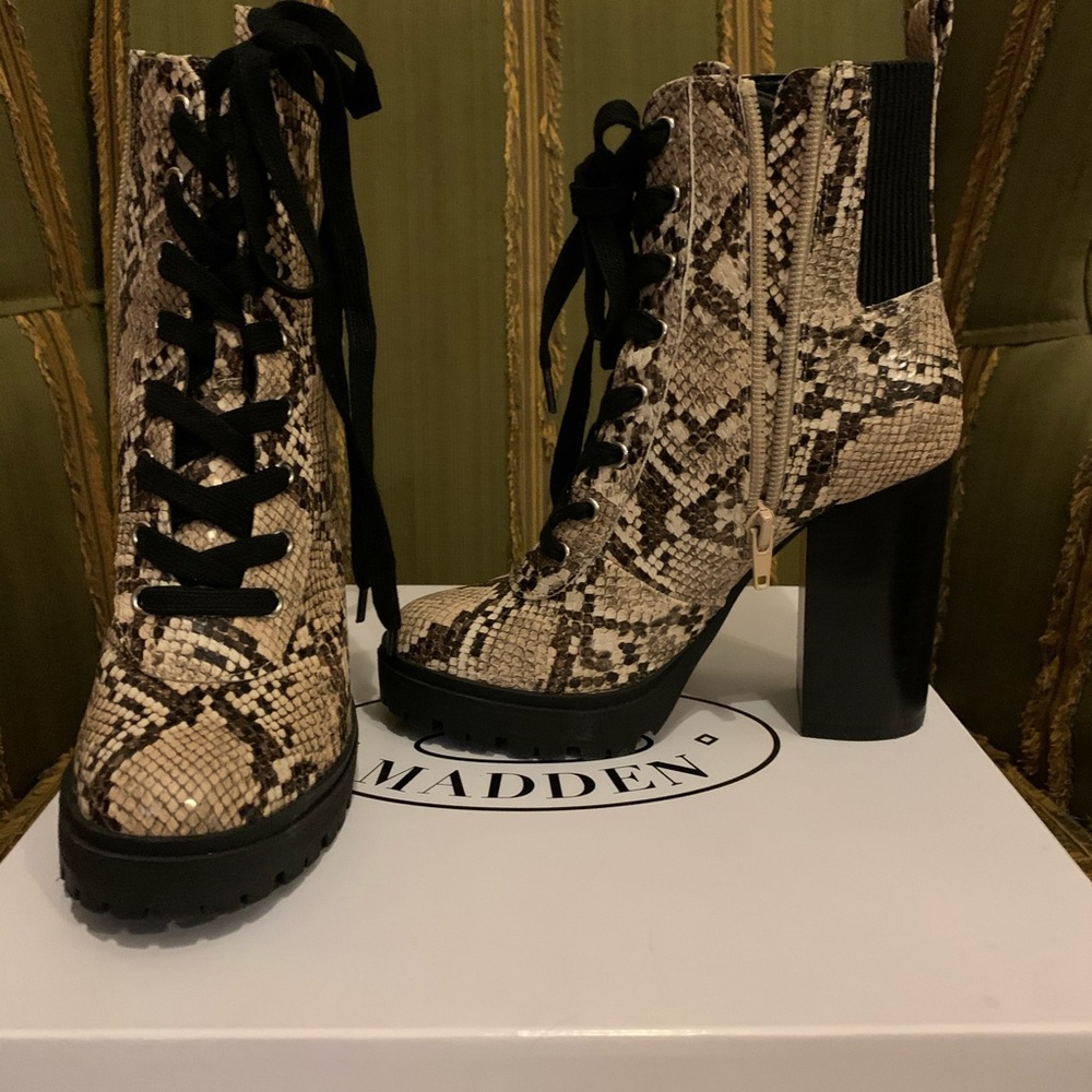 Tan snake skin boots